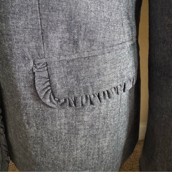 J. Crew Women's Blue Ruffle-Trim Jacket - Picture 4 of 7